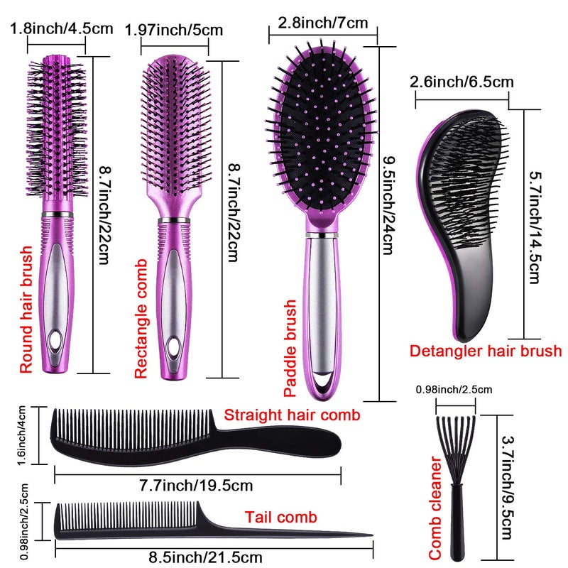 SIQUK 7 Pcs Hair Styling Set for Women and Men: Round Brush, Paddle Brush, Detangling and Wet/Dry Brushes - Image 2